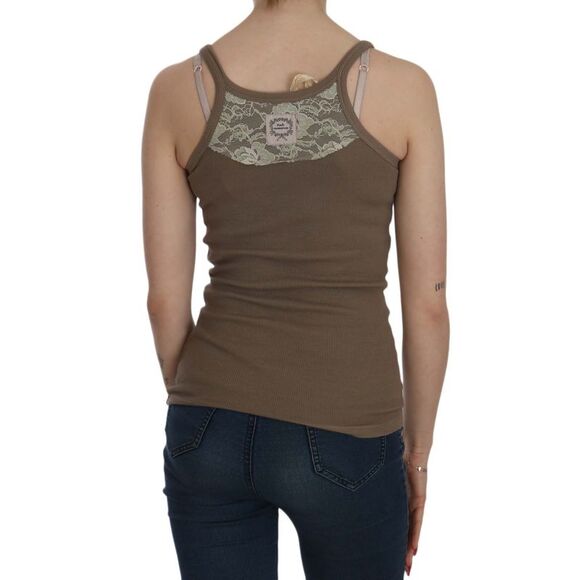 PINK MEMORIES Ribbed Tank Top Sleeveless Scoop Neck Women Brown Tops & T-Shirts - Picture 3 of 5